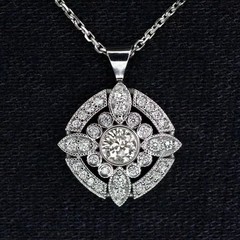 2.30Ct Art Deco Style Lab-Created Diamond Wedding Gift 14K White Gold FN Pendant