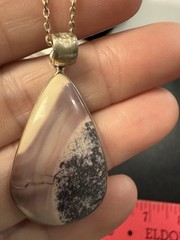 VTG Sterling Silver – Artisan Made Jasper Inlay Oval Necklace Pendant