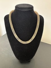Vintage Chunky Link Mesh Chain Collar Necklace 16-18 ” Adjustable