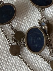 Art Deco Enamel Lapis Lazuli Glass Scarab Necklace Egyptian Revival Enamel Rare