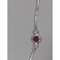 Vintage Medici Purple Glass Station Necklace Silver Tone Bezel Set 16″