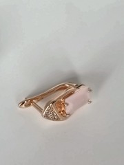 Vintage 1990-s 14 Ct Rolled Gold Pink Topaz Zircons Earrings-Hallmarked 585 RG