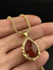 Vintage Beria Collection Bronze 18KT Yellow Gold Plated Carnelian Necklace