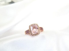 Rose Gold on Sterling Silver 925 Natural Irradiated Morganite Size 6 Ring