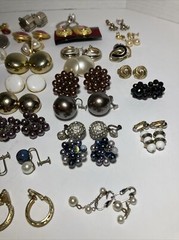 Vtg Lot of 54 Gold Tone Clip On & Screw Back Earrings Bergere Monet Trifari Etc
