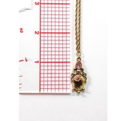 Vintage 1928 Brand Victorian Revival Pendant Necklace 90s Floral Rose Pink 19″