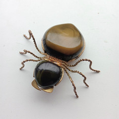 Vintage Spider Brooch Amber Color Resin. Made in the USSR