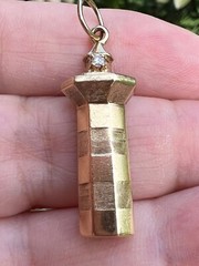 VINTAGE 14K GOLD DIAMOND LIGHTHOUSE CHARM PENDANT SOLID CUSTOM MADE NAUTICAL