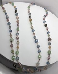Vintage PASTEL PINK, BLUE, GREEN LUCITE FACETED BEAD NECKLACE Frosty 42″ Long