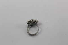 Ring Silver-Tone Alloy With Clear Stones Adjustable Size Band Vintage