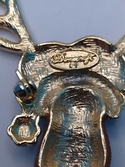 Vintage Reindeer Santa Hat Glitter Enamel Retro Christmas Pin Brooch Danecraft