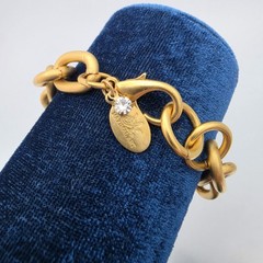 Vtg Chunky Maximal Art John Wind Matte Gold Tone Link Bracelet 6.75″