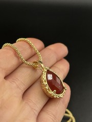 Vintage Beria Collection Bronze 18KT Yellow Gold Plated Carnelian Necklace