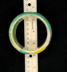 Earthy Vtg Marbled Green Yellow Brown Poured Lucite Bangle Bracelet