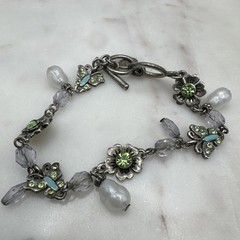Vintage Charm Bracelet Flowers Butterflies Cookie Lee Feminine