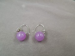 Sterling Silver Flower Lavender Jade & Amethyst 11.4mm Earrings