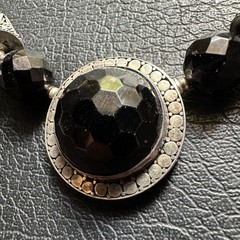 Vintage 48cm long Onyx & Hallmarked 925 Sterling Silver statement necklace 73g