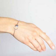 Sterling Silver Circle and Dot Hook and Eye Bracelet 55x62mm