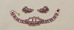 Kramer of NY Vintage Alexandrite Rhinestone Bracelet & Earrings MINT condition