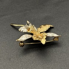 Vintage European Lily Flower 800 Continental Silver Rhinestones Pin Brooch