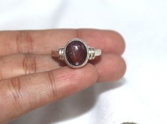 Sterling Silver Ring 6.5 US Size Real Natural Red 6 Rays Star Ruby Gemstone