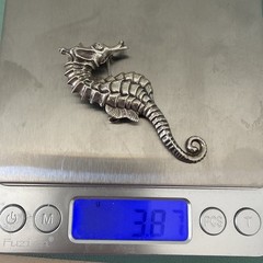 Vintage Beau Sterling Silver Seahorse Brooch Pin 2.5″ Coastal Beach Nautical