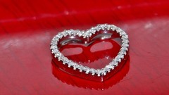 14k white gold pendant 0.09ct natural diamond open heart charm 0.66gr N2744A