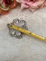 Monet Pin Brooch Opalescent Silver Toned Clear Crystals