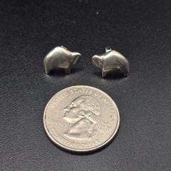 Sterling Silver Buffalo Bison Stud Earrings 925 Southwest