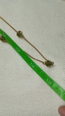 Vintage Crown Trifari Gold Tone Green Spring Ball Chain Station Necklace 29 in