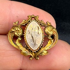 Vintage Gold Filled Watch Fob Brooch Engraved Monogram “V”