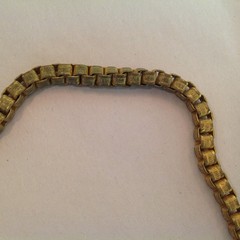 Vintage Signed Miriam Haskell Tag Long Box Chain Brass 36in Necklace Jewelry