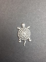 48454 – 3 Pc Turtle Charm Brass Jewelry Finding Matte Silver Ox