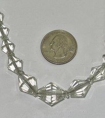 Vintage Graduated Clear Faceted Cut Czech Crystal Bead Strand Necklace 16” Chain