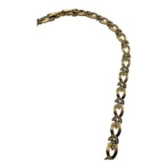 Vintage Gold-Tone Leaf Link Necklace with Rhinestones – Signed “4044”