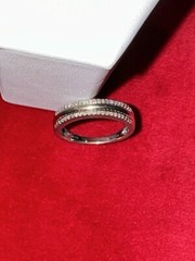 Sterling Silver and Diamond Band Size 6 3/4- Round