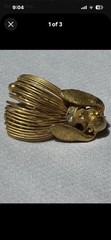 Vintage Gold Tone Spaniel Dog Brooch Pin Rhinestone Collar Wire Fur Figural