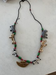 Vintage 1986 Noah’s Ark Polymer Clay Animal Necklace — Signed “Joy 86”