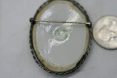 Limoges PORTRAIT brooch made in France STERLING FRAME A33
