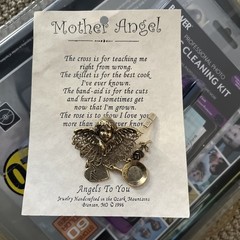Mother Guardian Angel Pin Gold Tone
