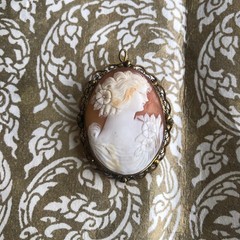 Beautiful Shell Cameo Brooch / Pendant , Vintage or Antique, Filagree Bezel
