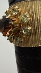 1974 SARAH COVENTRY EMBER Jonquil gold tone Starbust stone wide band ring