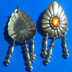 Vintage WM Co. Wheeler Manufacturing Sterling silver dangle earrings beads tubes
