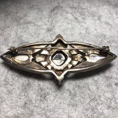 925 Sterling Silver Vintage/Antique Black Onyx ~ Pearl~Marcasite Art Deco Brooch