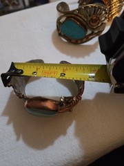 Lot 3 Vtg Unmarked Artisan Mixed Metal Cuff Bracelets Copper Brass Stone