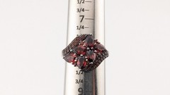 Vintage Sterling Silver Ring Garnet Cluster Pear Pavé Floral BBJ 925 Size 8