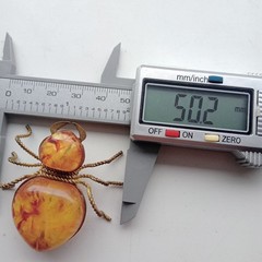 Vintage Soviet spider brooch. Amber-honey color. Made in the USSR.