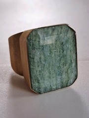 Vintage Huge Heavy Nephrite Jade Statement Ring Sz 9.5 Vermeil Sterling Silver