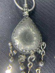 Moroccan Berber Fibula Tiznit Pendant Brooch Silver/ Green Gem *Read* 🌙