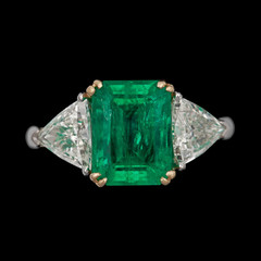 Art Deco 4.50 Ct Natural Emerald Vintage Wedding Ring 925 Sterling Silver
